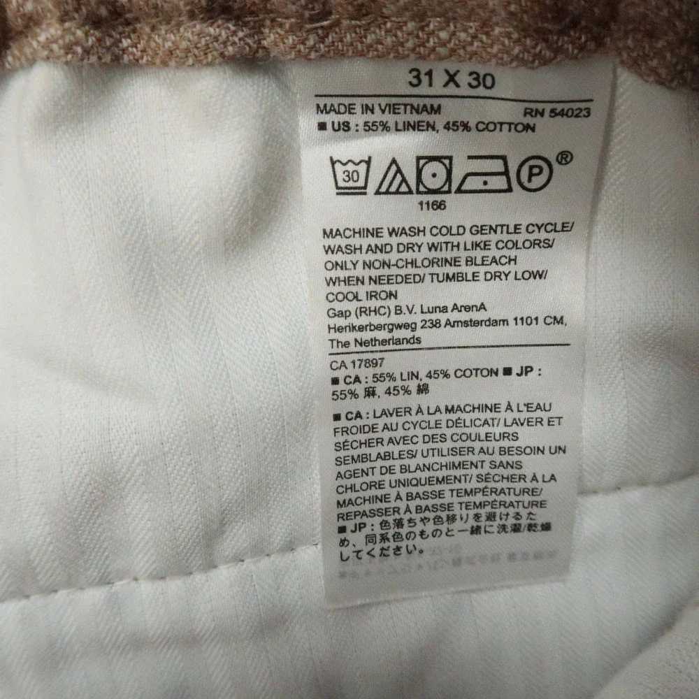 Banana Republic Pants Mens 31x30 Beige Linen Blend Mason Athletic Tapered Fit